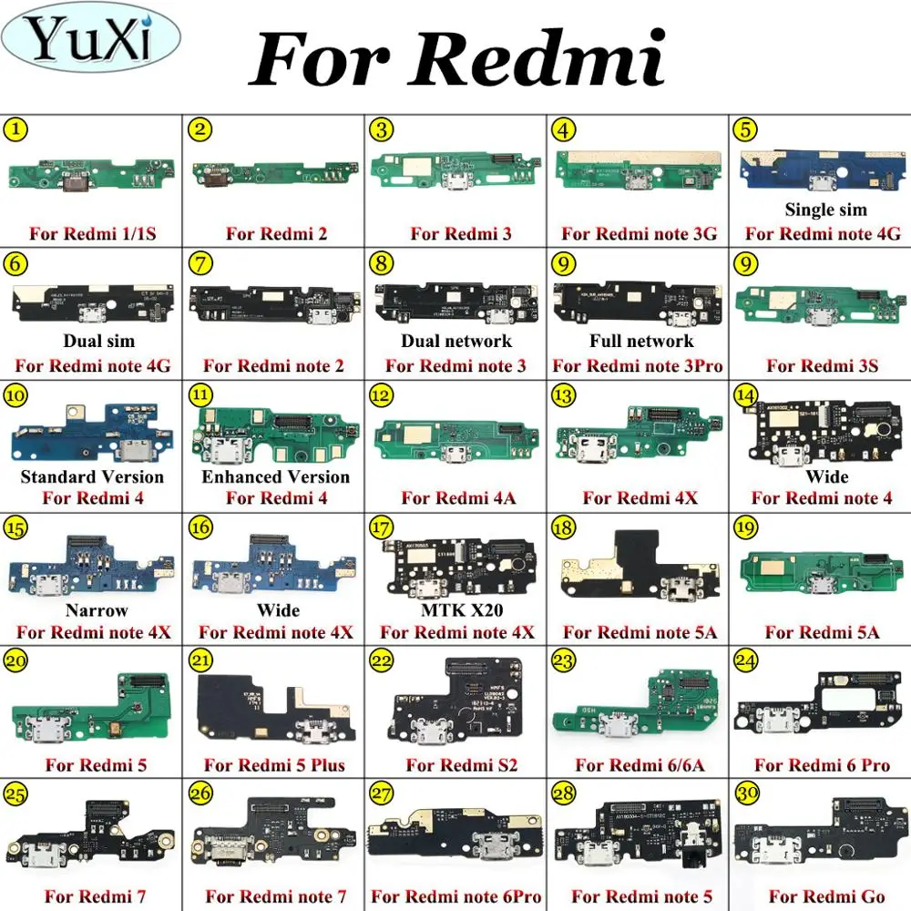 YuXi usb зарядка Нижняя плата гибкий кабель соединительные детали для Xiaomi Redmi Note 3/4/Note 3/4 Pro/4A/5A/4X/2A/3 S микрофонный модуль