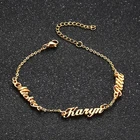 Персонализированный браслет с тремя именами, женские браслеты из нержавеющей стали золотого цвета на заказ с тремя именами, браслеты, подарки для всей семьи