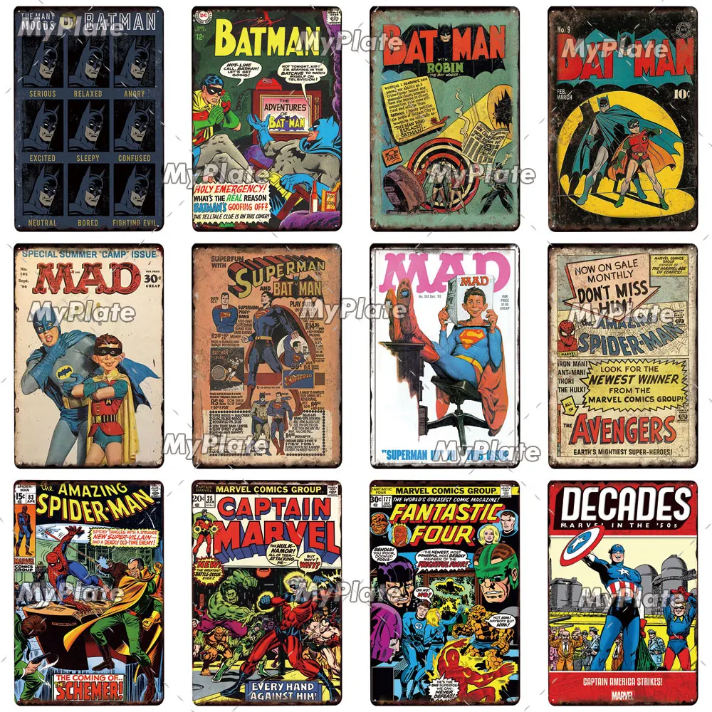 Металлическая Вывеска американский герой винтажная Жестяная Табличка с