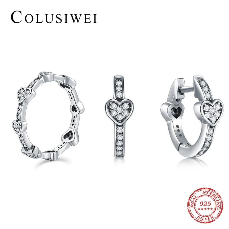 Женское кольцо на палец с сердечками набор украшений из серебра 925 пробы вечерние