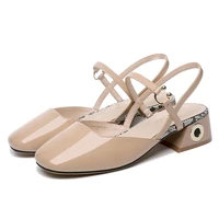 moolecole fashion women sandals square heels pu leather women shoes buckle strap women sweet shoes 2 104