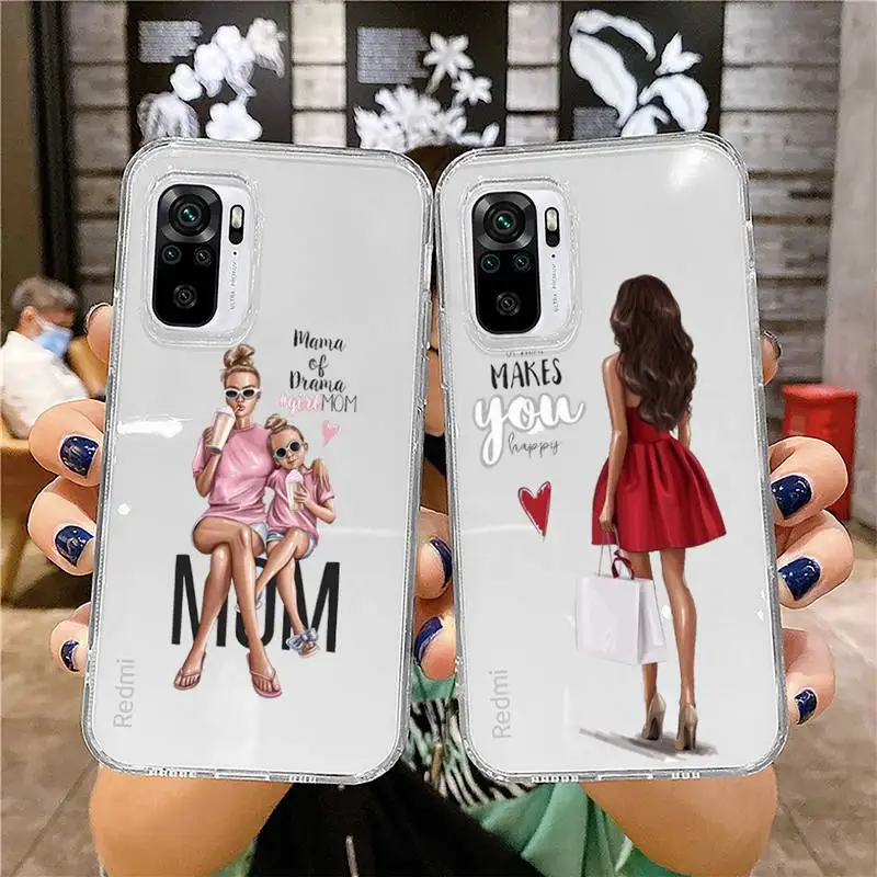 

anastasia kosyanova art Brown Hair Female Phone Case Transparent for Xiaomi mi 10T 11 Redmi note 7 8 9 9S 10 9A 9T pro