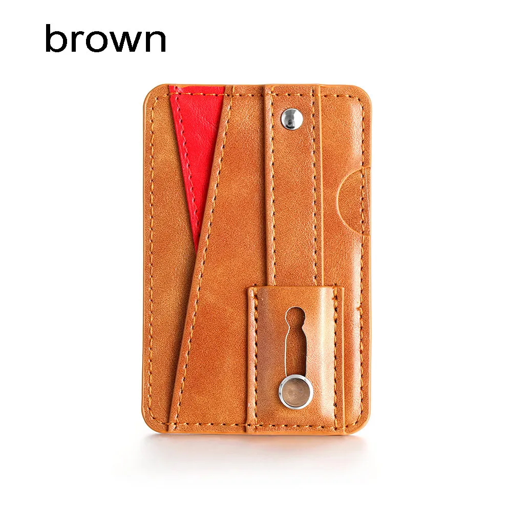 brown Клейкий чехол для телефона, тонкий держатель для карт, компактная наклейка, универсальный портативный клейкий кошелек для телефона, задний карман - Цвет: brown