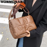 fashion plaid luxury design pu leather shoulder bag women brands handbag purses quilted padded crossbody bags 2021 hit winter