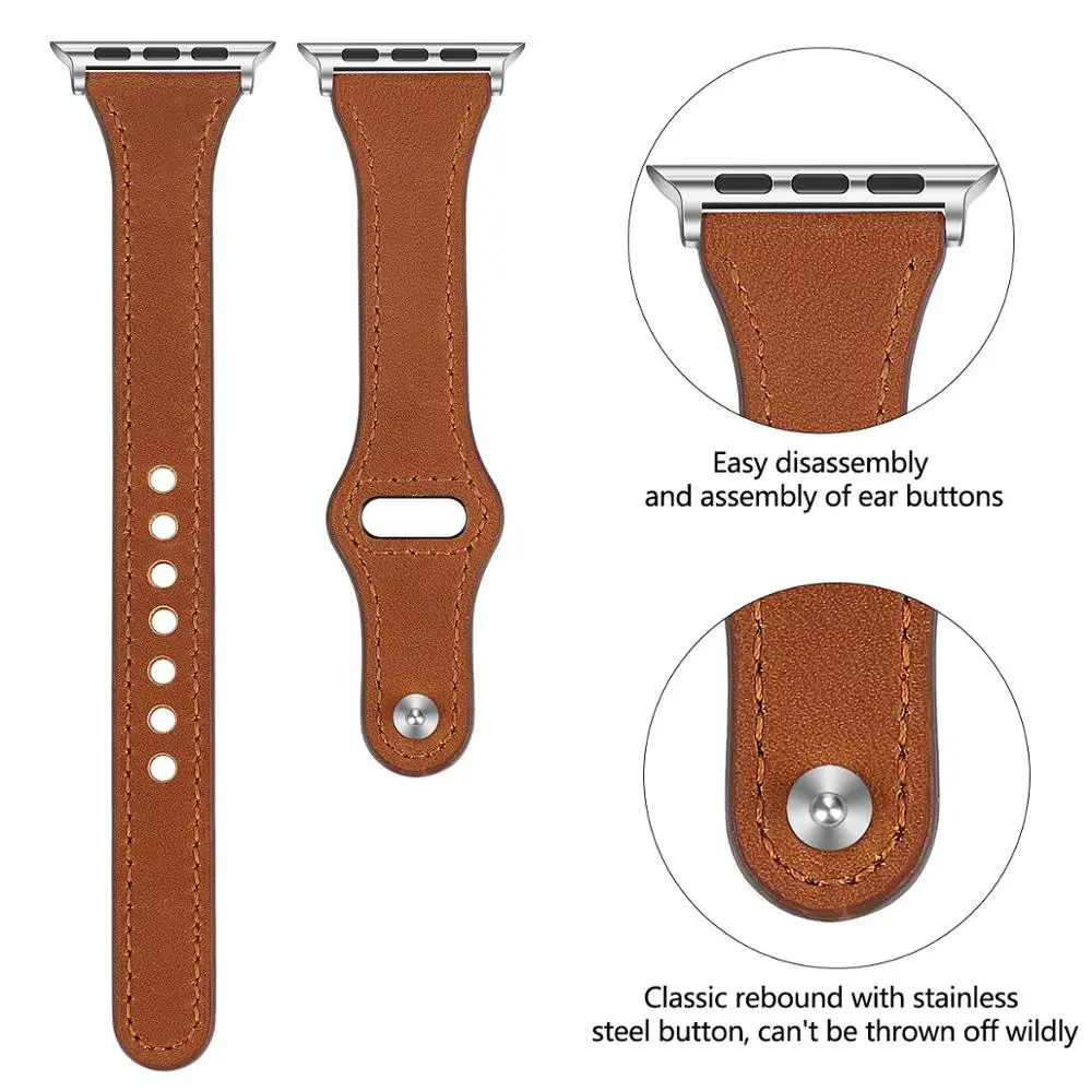 

Leather Loop Strap For Apple Watch 5 Band 40mm 44mm IWatch Band 38mm 42mm Slim Watchband Bracelet Apple Watch 4 3 2 1 40 38 Mm