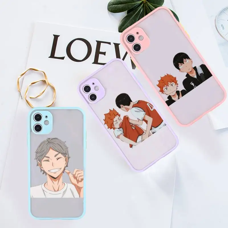 

haikyuu volleyball team pantone Phone Case For iPhone 12 11 Mini Pro XR XS Max 7 8 Plus X Matte transparent Purple Back Cover