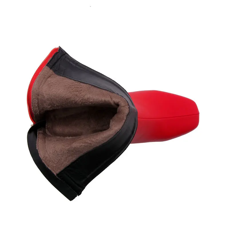 Eokkar 2020 Women Ankle Boots Ladies Boots Square Toe Pu Leather All Match Winter Women Boots Zipper Ladies Shoes Size 34-43