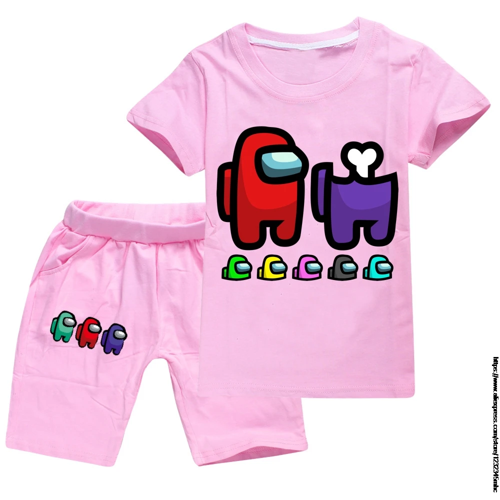 Children Clothing Sets Summer Girls Game Among Us T Shirt Kids Clothes Sport Casual Toddler Baby 2 Pcs Suits |