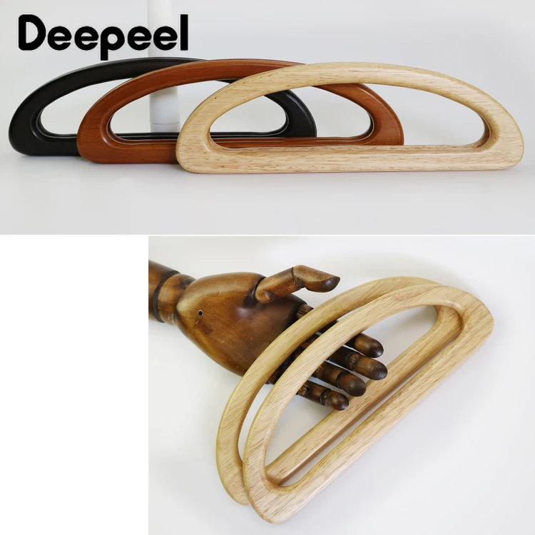 

2Pcs Deepeel 24cm Solid Wood Bag Handles D-shaped Oak Material Kiss Claps Purse Frame Handmade Sewing Brackets Handbag Handle