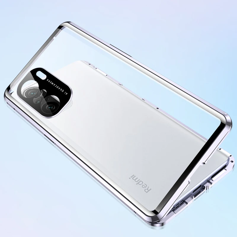 Фото Магнитный чехол для Xiaomi 11T 12 MIX4 POOC M3 Pro X3 GT Redmi K50 K40, металлический бампер, Защита камеры, чехол из закаленного стекла, 360 №5