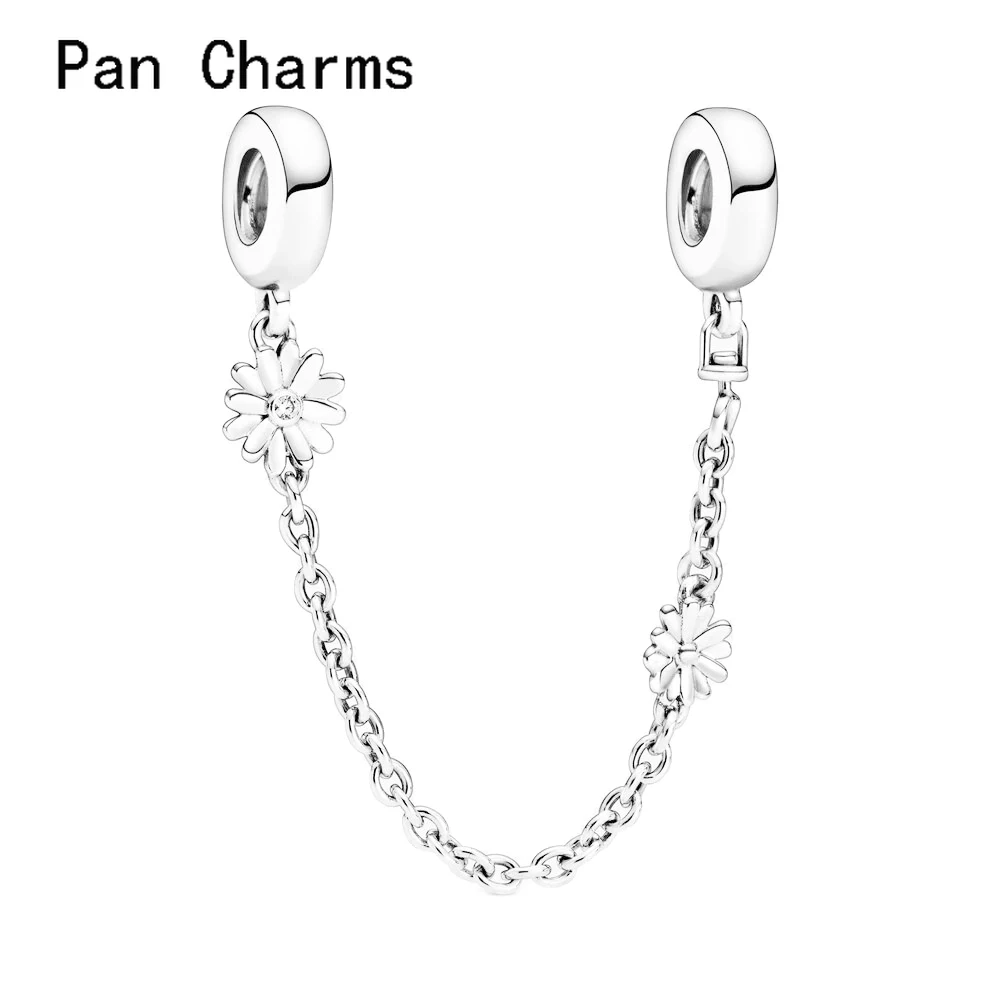 

2021 Hot Sale 30% Silver Flower Safety Chain Charm Bead Fit Original Bracelets Necklace Dangle DIY Jewelry Making