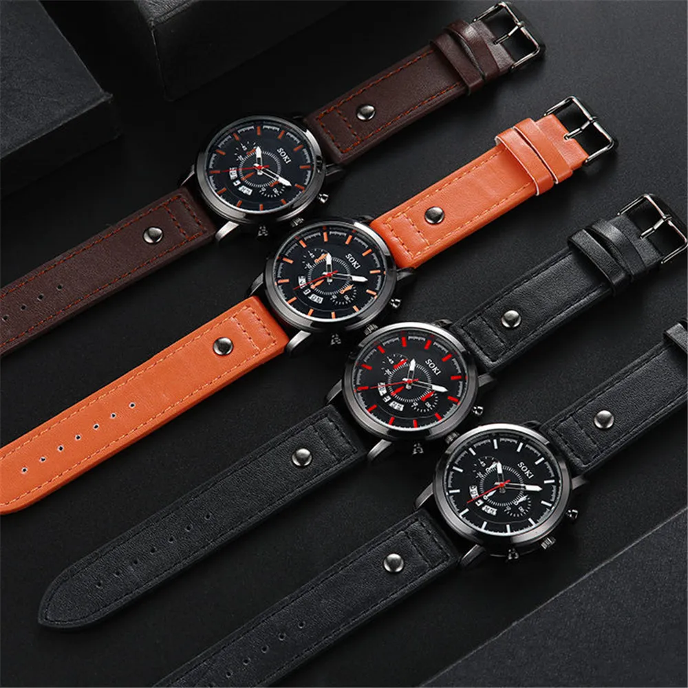 Часы наручные мужские кварцевые в ретро стиле спортивные для студентов