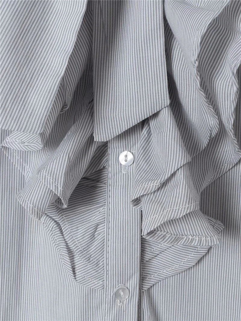 

Elegant Women Cascarding Ruffles Satin Shirts 2020 Fashion Ladies Bow Tops Sweet Female Pocket Loose Blouse Chic Girl Shirt