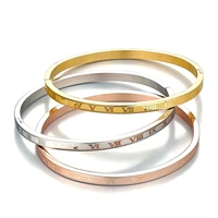 3 design stainless steel pulseira rose gold roman numerals bracelets for women men fashion jewelry roman number bracelet bangle