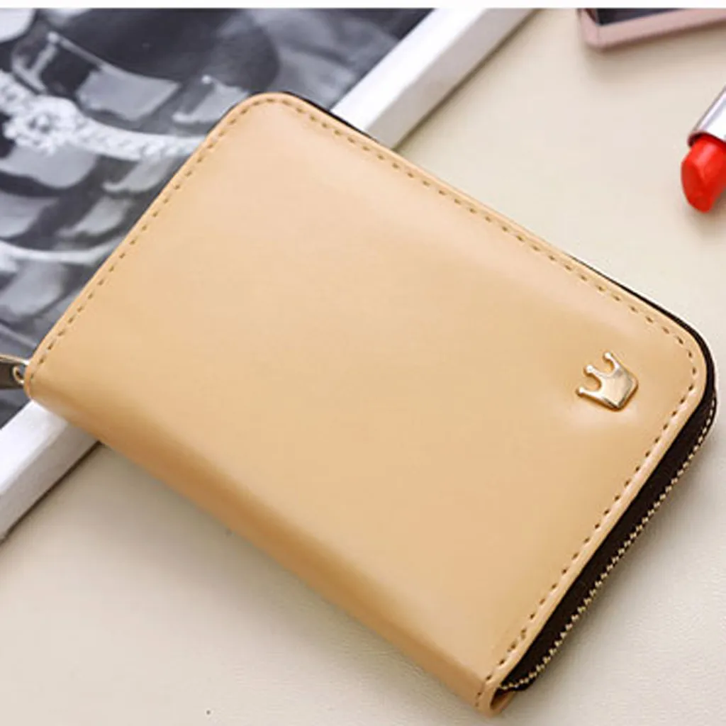 Кожаные кошельки с мультяшными животными женские маленькие застежкой милые