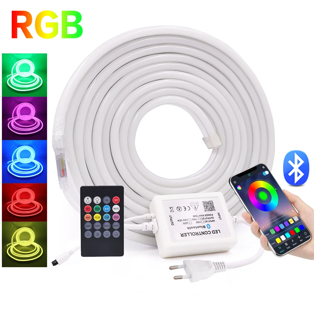 

RGB Neon Strip 220V 110V WIFI Bluetooth Neon Ribbon Tube SMD 5050 2835 Flexible LED Neon Night Lamp Waterproof Neon Rope Light
