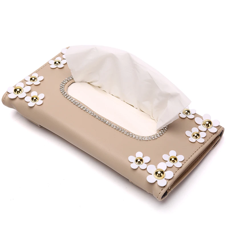 

1Pcs Car Crystal Paper Box With Chrysanthemum Crystal Tissue Box Case Car Decor Car Interior Decoration for Sun Visor Type