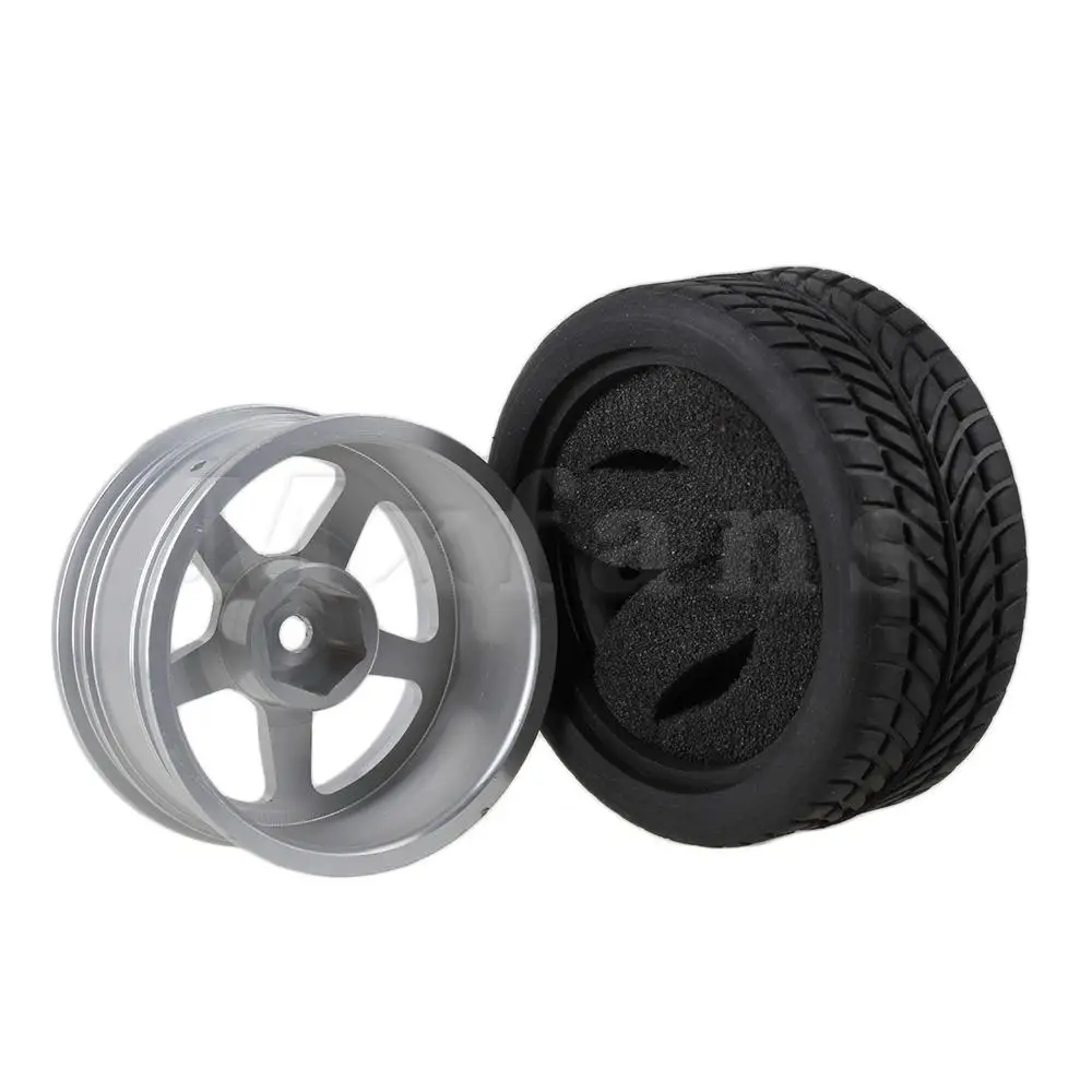 

Mxfans 4xRC1:10 On Road Car Single Oriented Rubber Tyre&Silver Alloy 5-Spoke Wheel Rim