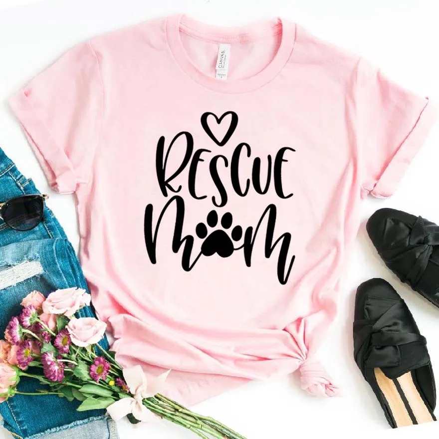 Rescue Mom dog cat paw Print Women tshirt Cotton Casual Funny t shirt For Lady Girl Top Tee Hipster Drop Ship NA-345 | Женская одежда