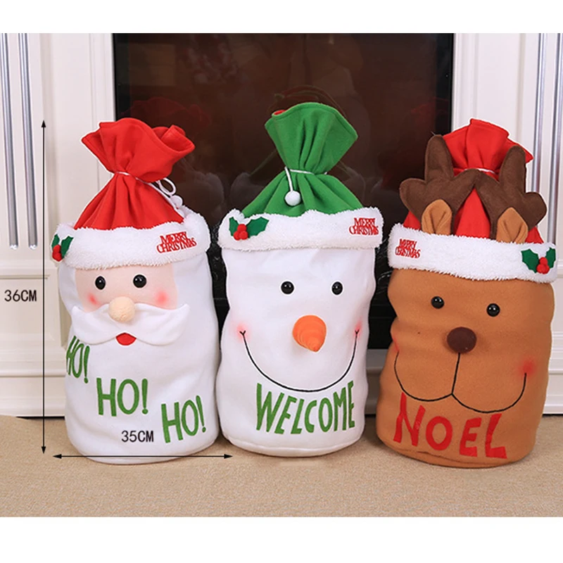 Изысканный большой мешок Санта Клауса рождественские украшения чулки большие