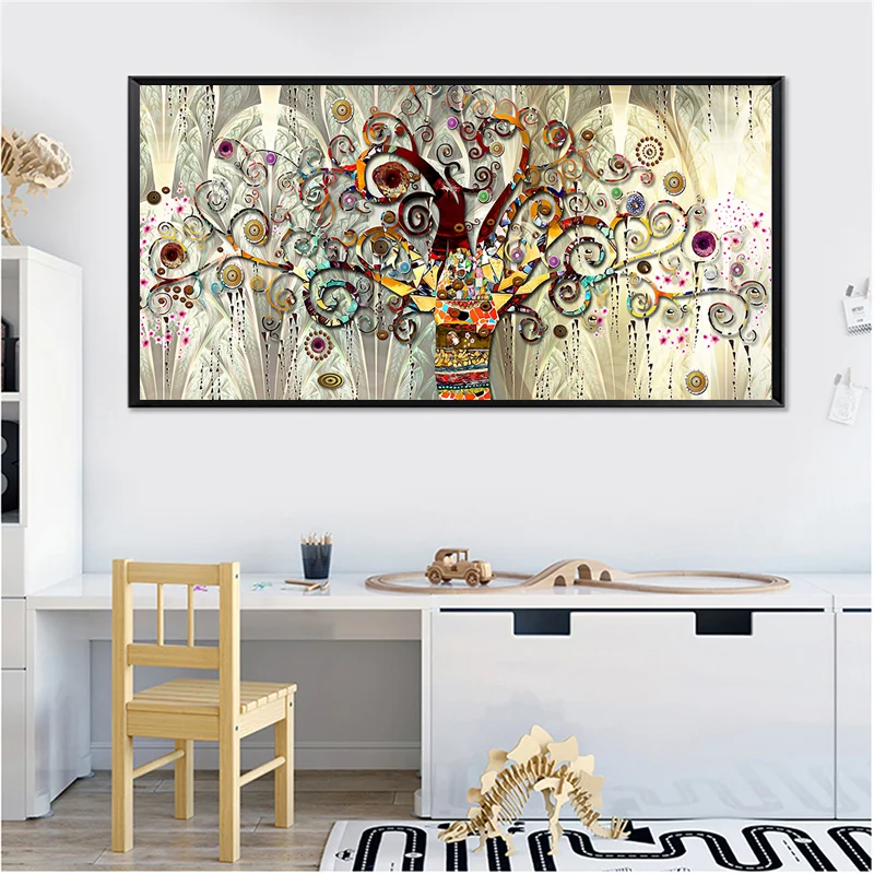 

Tree of life by Gustav Klimt Landscape Oil Painting on Canvas Posters and Prints Cuadros Wall Art Pictures For Living Room