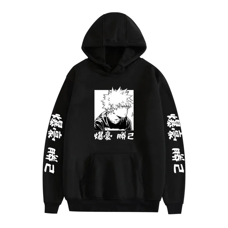 

Толстовка с капюшоном My Hero академия, аниме, однотонный принт, толстовка с капюшоном для мужчин и женщин, Bakugo Katsuki, Спортивный Повседневный пу...