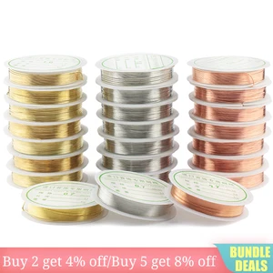 Медная проволока для браслетов и ожерелий, серебрянаяЗолотаяРозоваяЗолотая проволока для самостоятельного изготовления бисера, цветная проволока для бисероплетения, шнур для ювелирных изделий, нить для рукоделия, 0,2-1 мм