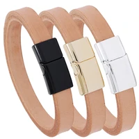 nature color genuine leather bracelet simple jewelry alloy magnetic buckle connector fashion wrap bangle jewelry gift men women