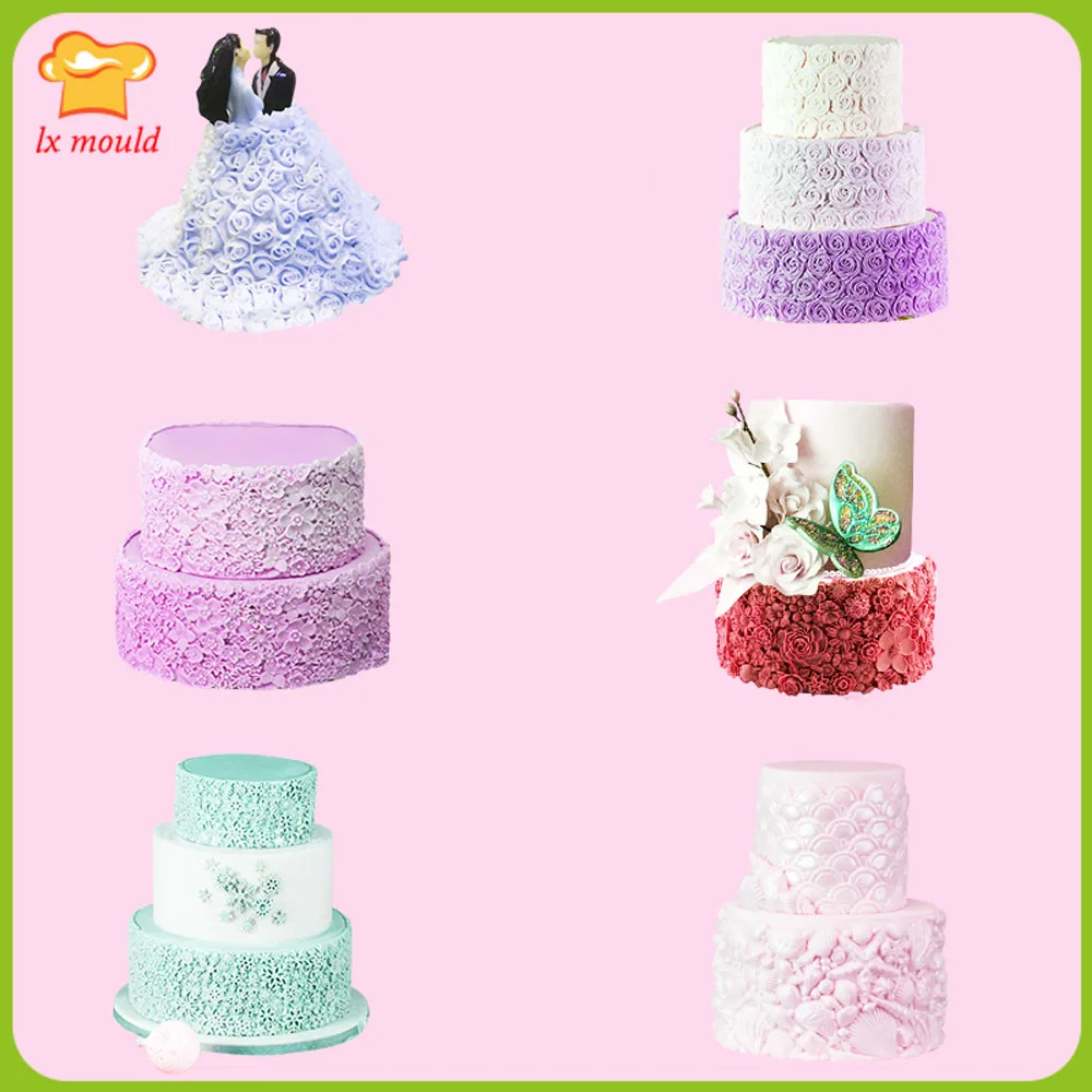 Силиконовые формы для мастики в виде цветка розы морские текстурированные