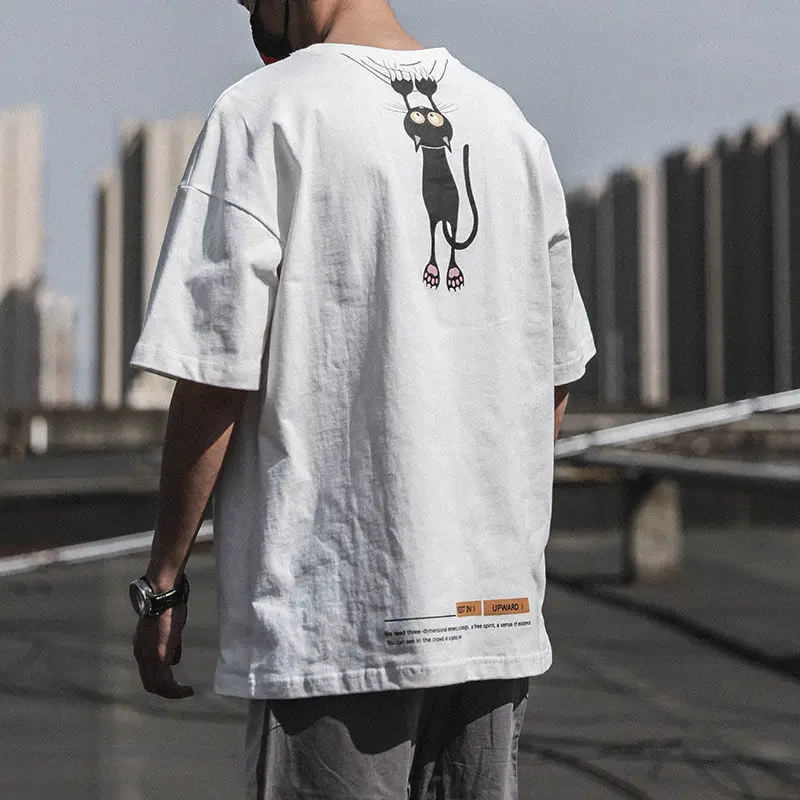 

Summer Print T-shirt Men Half Sleeve Tee Shirt Fashion Brand Fashion Streetwear Loose Japan Style Oversize Top Men 2020