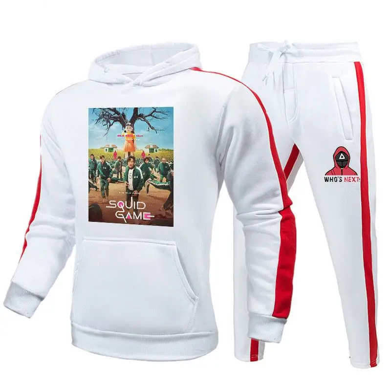 

Костюм унисекс из двух предметов, Свитшот и брюки, Осенний повседневный костюм с черным капюшоном и спортивными брюками для мальчиков и дев...