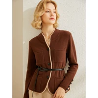 cardigan women open stitch 100 cashmere elegant design stand up collar pockets 3 colors high quality coat new fashion