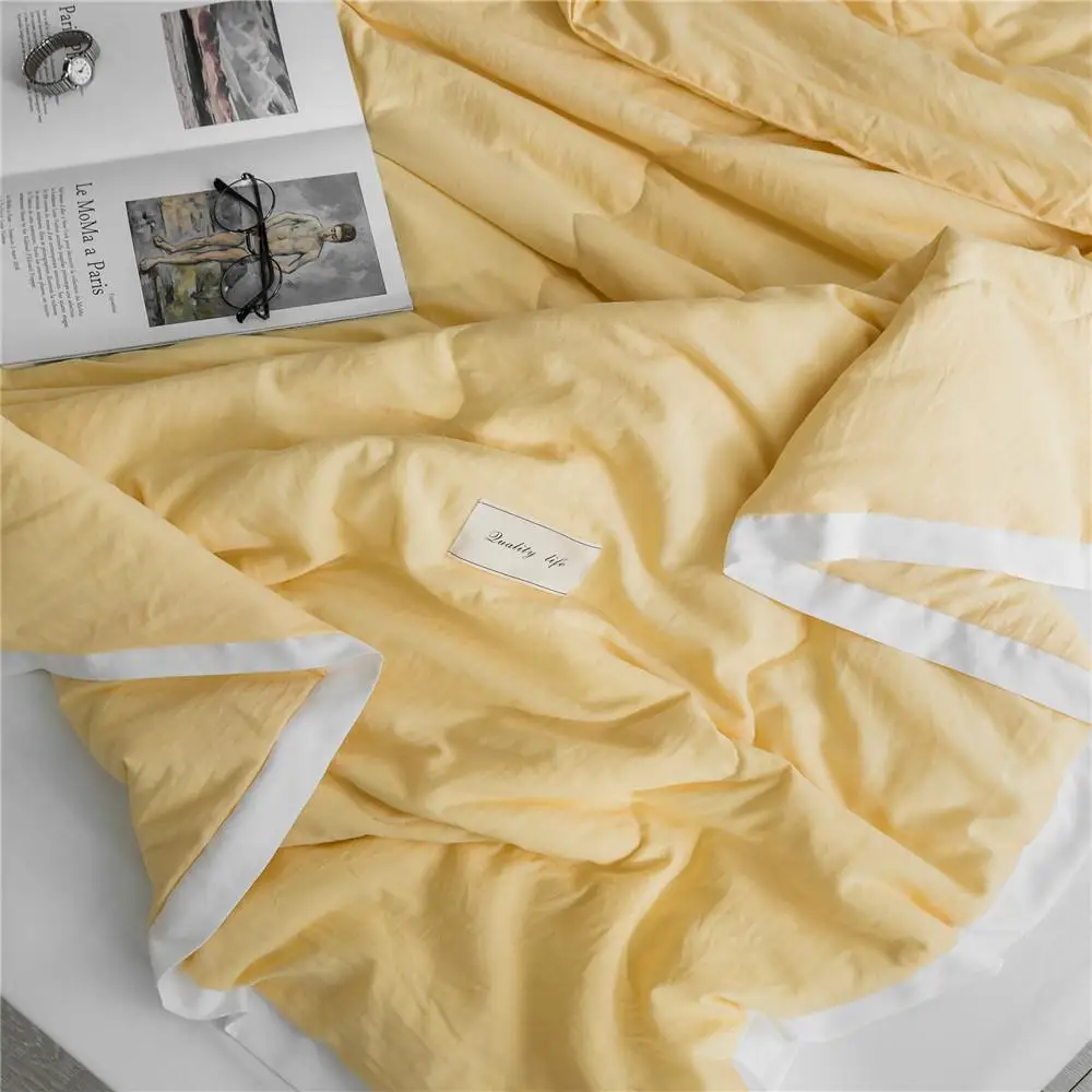 Offerte Copriletto Trapuntato Estivo In Puro Colore Stile Semplice Coperta Trapunta Gialla Copriletto Morbido Twin Full Queen Trapuntatura Lenzuola Solide