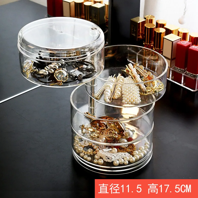 

360 Degree Rotating Jewlery Box Simple Girl 's Desktop Adjustable Storage Rack Accessories Bracelet Head Rope Makeup Storage Box