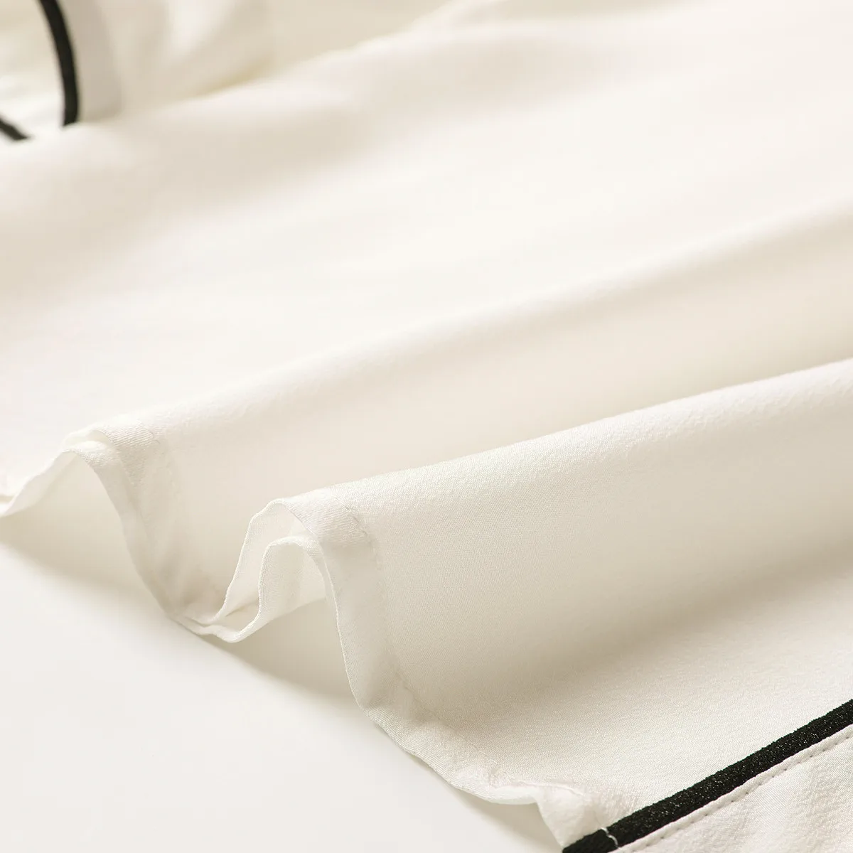 

Heavy 100% silk long-sleeved tops women's summer casual contrast shirt