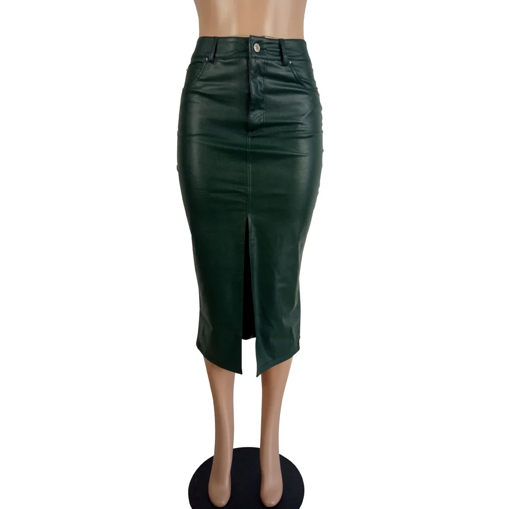 

Europe's new sexy solid color nightclub skirt slim high waist button ladies' party dress