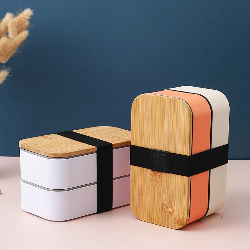 

Lunch Box Bento Box For School Kids Office Worker Picnic Double Layer Japanese Microwave Portable Plastic Container With Bag
