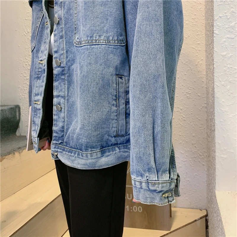 

Witsnoep Oversized Women Denim Jacket 2021 Spring Autumn Plus Size 5XL Button Pocket Turn-down Collar Jeans Jacket Coat Female