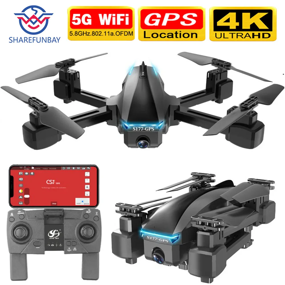 sharefunbay s177 дрон 4k gps 5g wifi hd широкоугольная