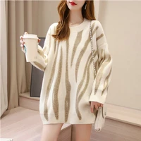 oversized striped sweater pullovers women wool cashmere knitted jumper tops korean o neck streetwear loose long sweaters