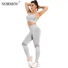 Женский спортивный костюм NORMOV, однотонный спортивный костюм с высокой талией, облегающие леггинсы для фитнеса, бесшовный бюстгальтер с эффектом пуш-ап