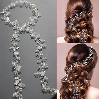 women crystal wedding headband bridal vine headpiece pearl hair accessories pearl flower girl headband ribbon headpiece