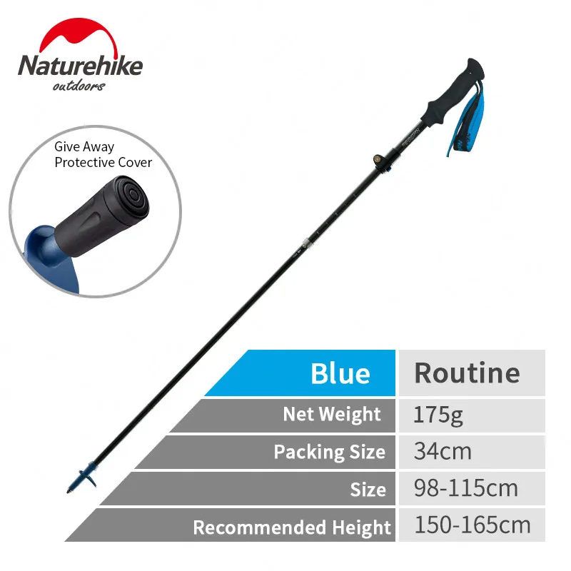 Blue 98cm-115cm Naturehike углеродного волокна альпеншток 175 г ультралегкий складной 5-разделы треккинг полюс Регулируемый Пеший Туризм трости NH18D010-Z - Цвет: Blue 98cm-115cm