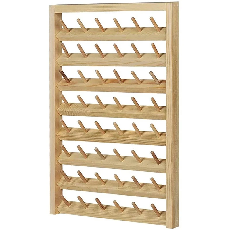 

Thread Stand Rack 48 Spool Foldable Wood Hold Organizer Wall Mount Cone Embroidery Machine Sewing Holder Needlework Tool
