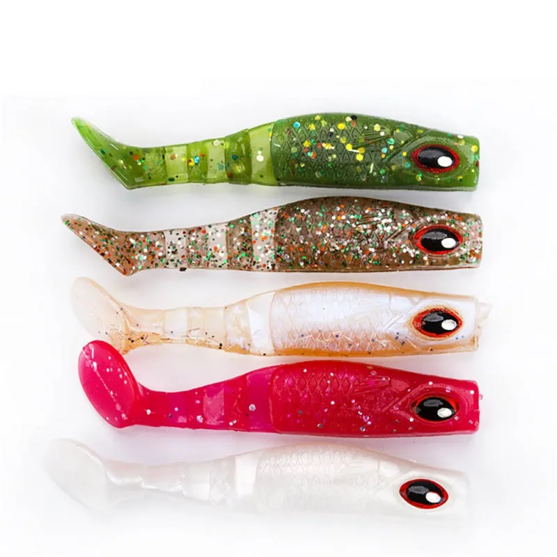 

Fishing Soft Lure 5pcs/lot 4g/7.5cm Bait Wobblers Fishing Lures T-tail Carp Artificial Lifelike 3D Eyes Soft Lure Fishing Tackle