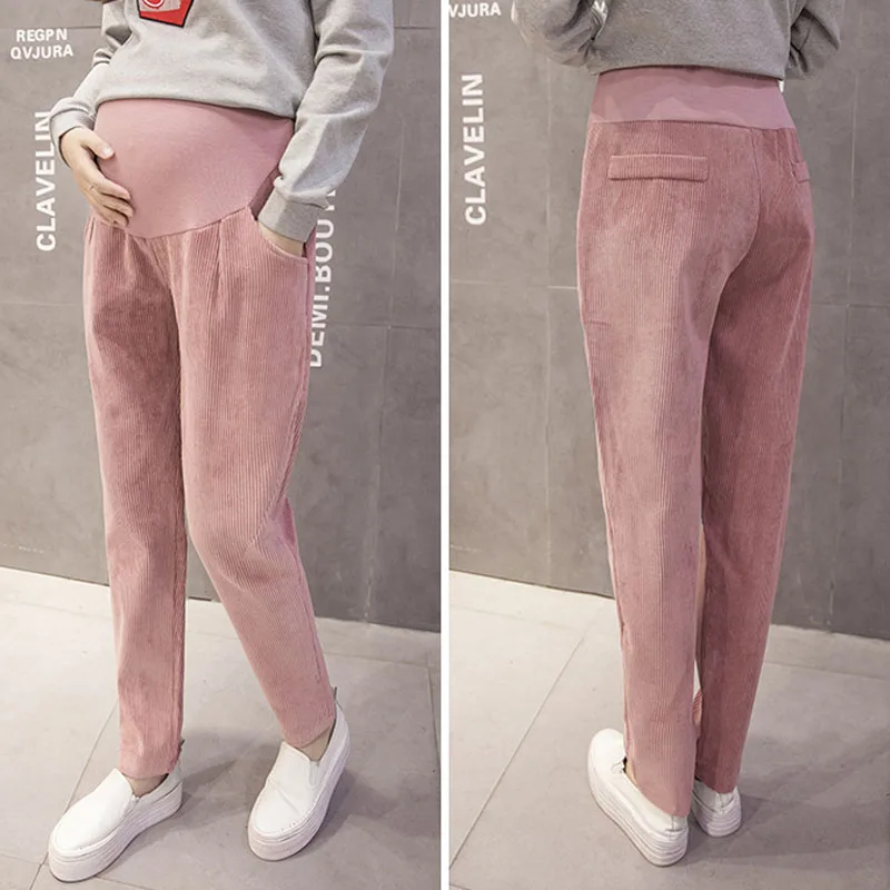 Maternity Corduroy Pants Ladies Trousers Harem For Pregnant Women Causal Loose High Waist Female Pregnancy Sweat Pa | Мать и ребенок