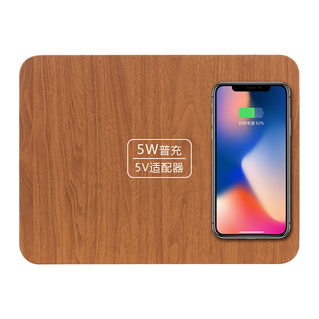 5W Wireless Charging USB PU+Wooden Mouse/Mice Pad For PC Laptop 30x22CM Gaming Mouse Mat Waterproof Mousepad Desk | Компьютеры и офис
