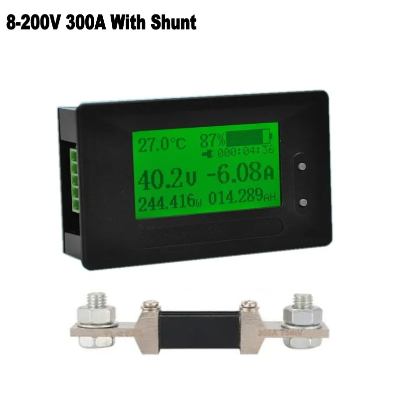 300A With Shunt GC97 DC 8-200 в 500A Вольтметр Амперметр автомобильный тестер батареи кулометр емкость напряжение электричества измеритель мощности 12 в 24 в 48 в - Цвет: 300A With Shunt