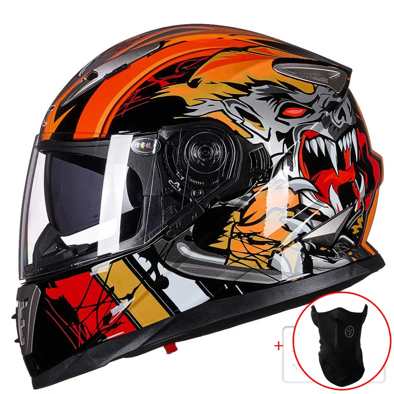 

Winter White dinosaurs GXT Double lens Full Face Motorcycle Helmet ,men moto motorbike helmet with Built-in lens can be hidden