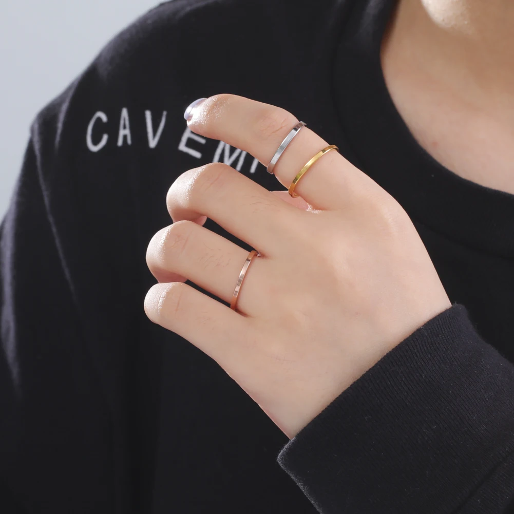 

COOLTIME Simple Men's Rings for Women Engagement Ring Stainless Steel Wedding Gift Finger Rings Fashion Jewelry Wholesale